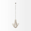 Mercana Phillum Silver Metal Chassis and White Wood Beaded Six Bulb Chandelier Clearance