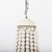 Mercana Phillum Silver Metal Chassis and White Wood Beaded Six Bulb Chandelier Clearance