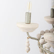 Mercana Phillum Silver Metal Chassis and White Wood Beaded Six Bulb Chandelier Clearance