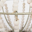 Mercana Phillum Silver Metal Chassis and White Wood Beaded Six Bulb Chandelier Clearance