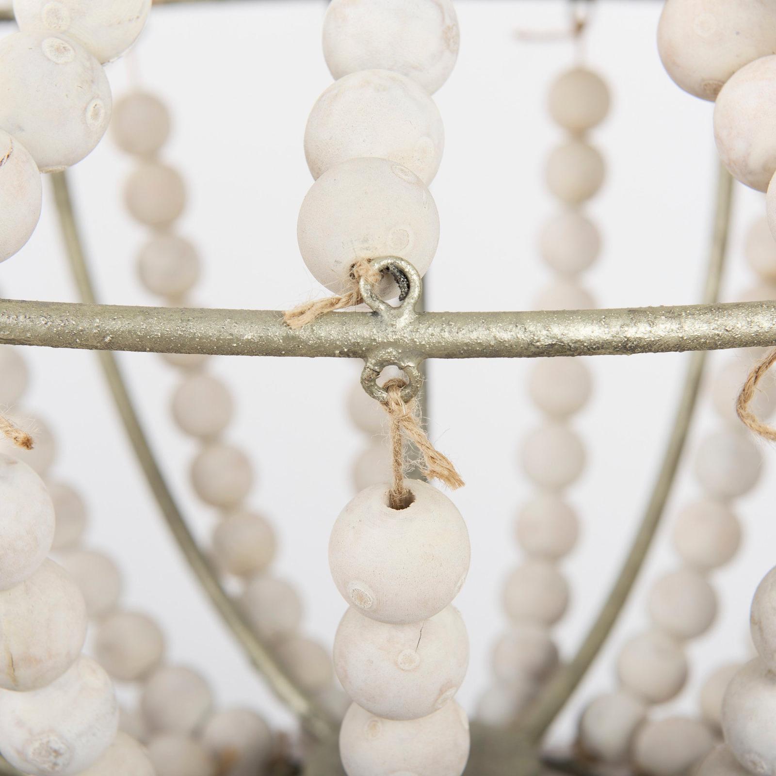 Mercana Phillum Silver Metal Chassis and White Wood Beaded Six Bulb Chandelier Clearance