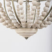 Mercana Phillum Silver Metal Chassis and White Wood Beaded Six Bulb Chandelier Clearance