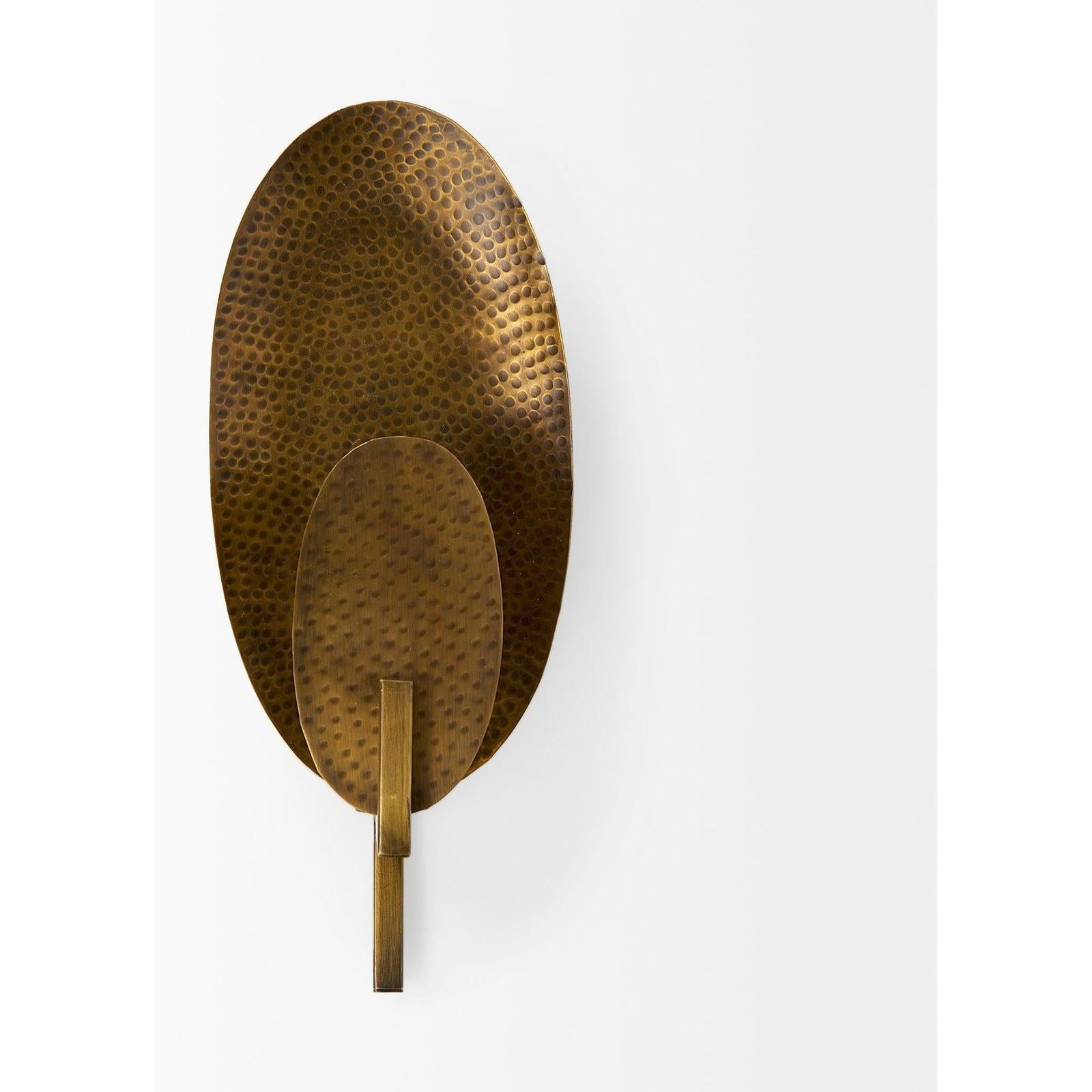 Mercana Clarence Metal Hammered Gold Round Wall Sconce