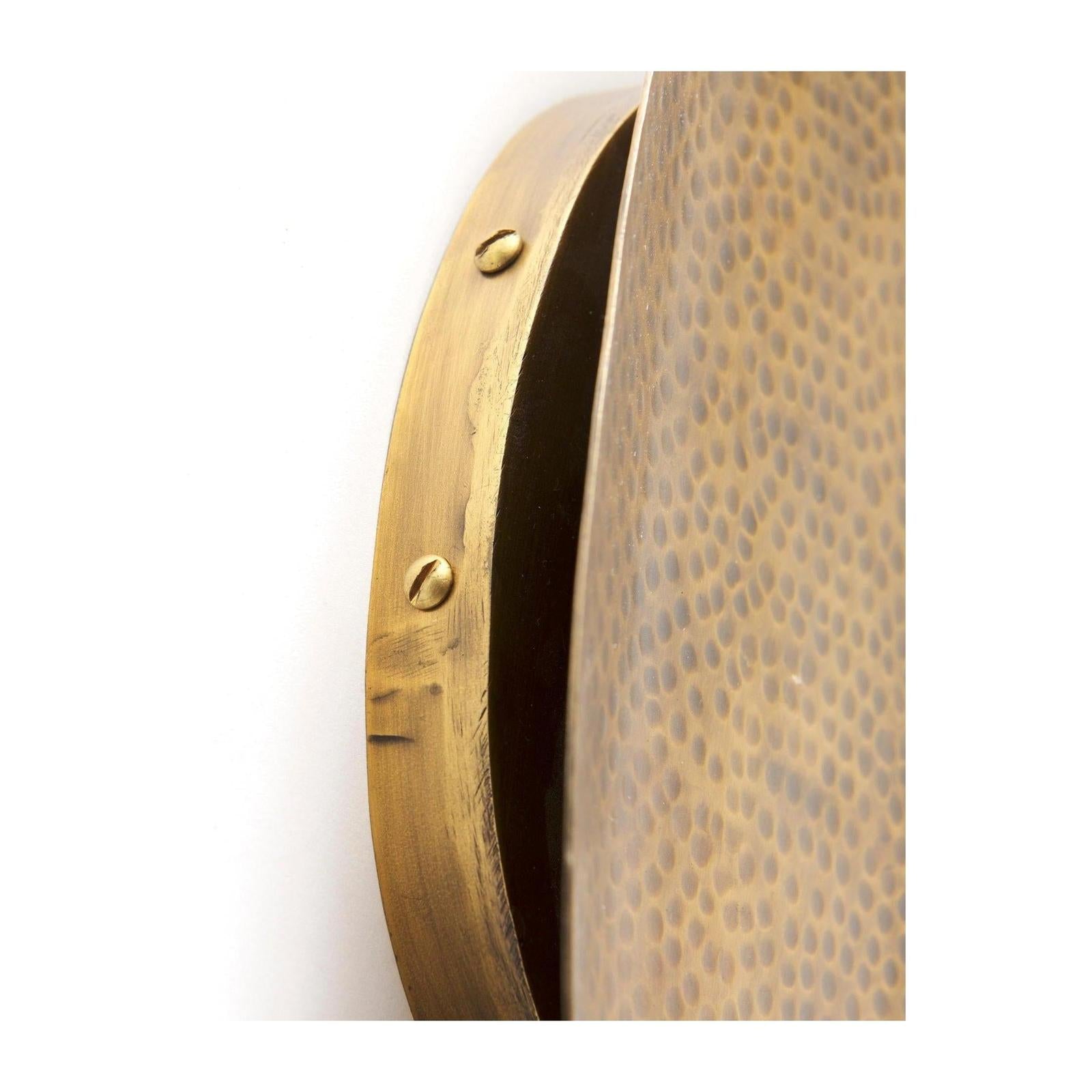 Mercana Clarence Metal Hammered Gold Round Wall Sconce