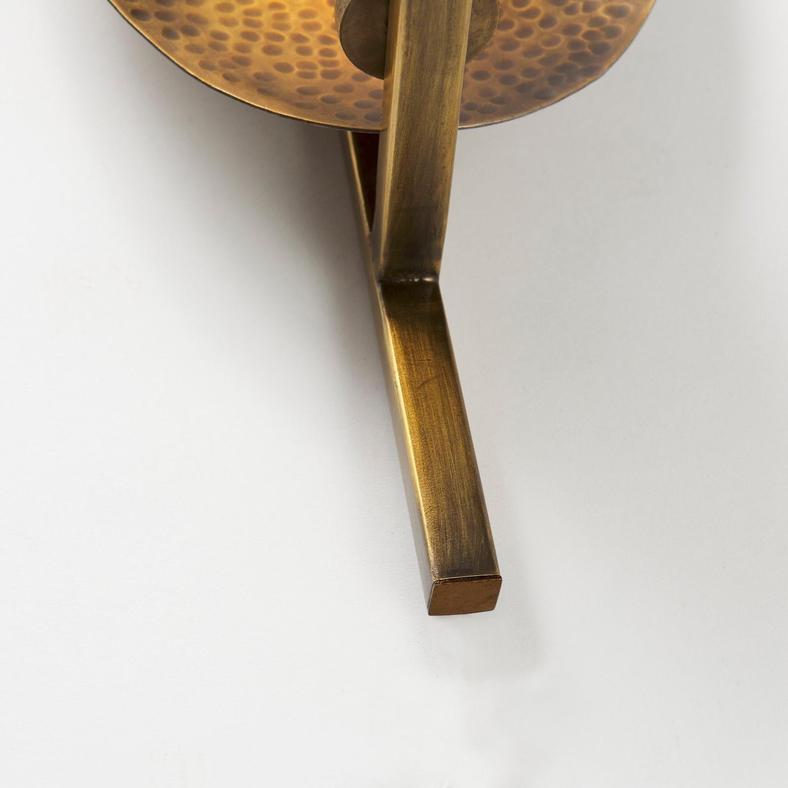 Mercana Clarence Metal Hammered Gold Round Wall Sconce