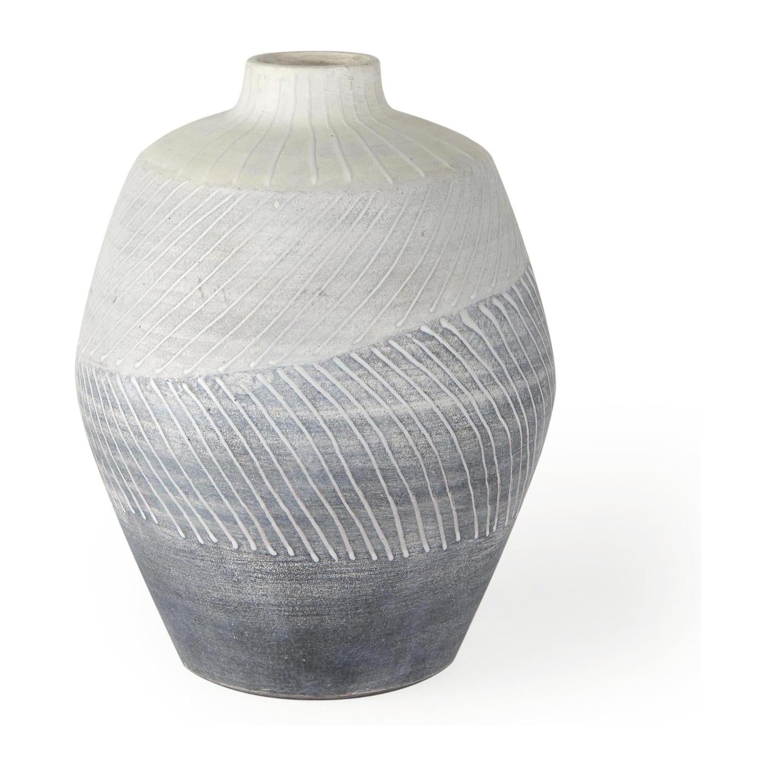 Mercana Blume Off-White w/ Gray Textured Vase
