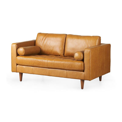 Mercana Svend Tan Leather Love Seat Sofa Clearance