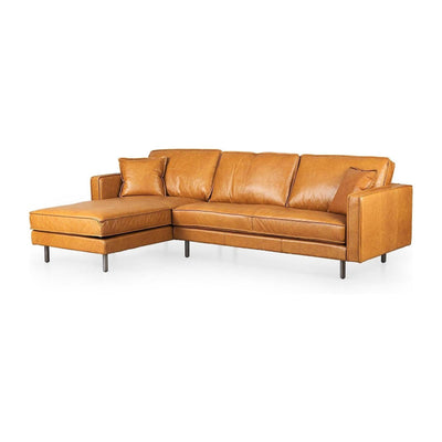 Mercana D'Arcy Tan Leather Chaise Sectional Clearance