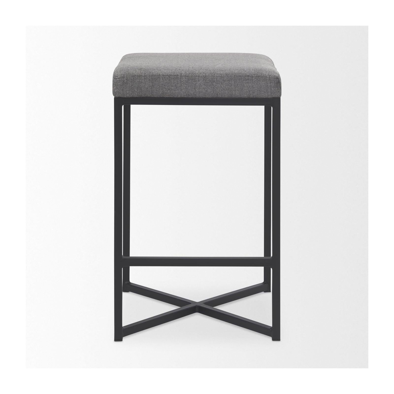 Mercana Frodo Gray Fabric Seat W/Black Iron Frame Counter Stool Clearance
