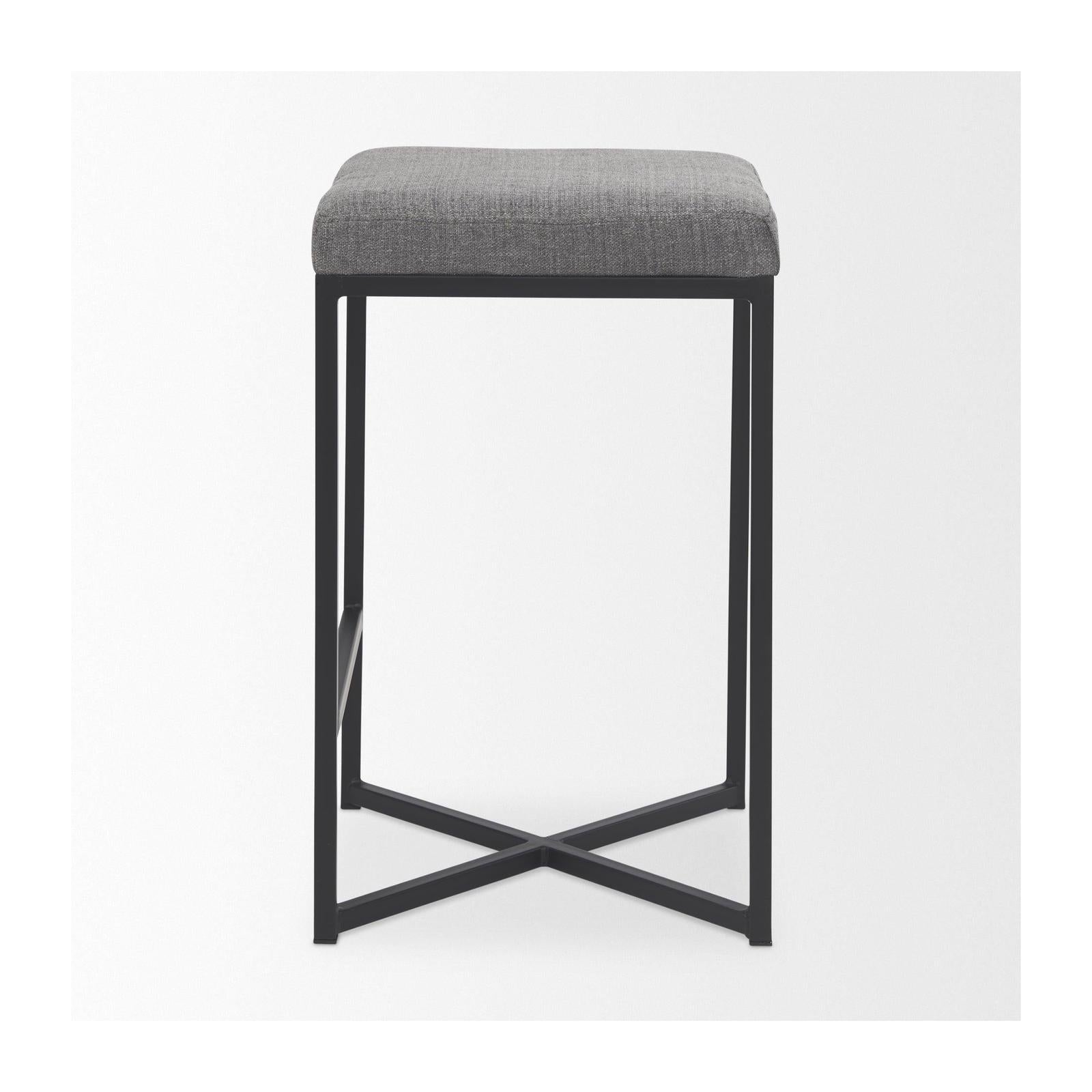 Mercana Frodo Gray Fabric Seat W/Black Iron Frame Counter Stool Clearance