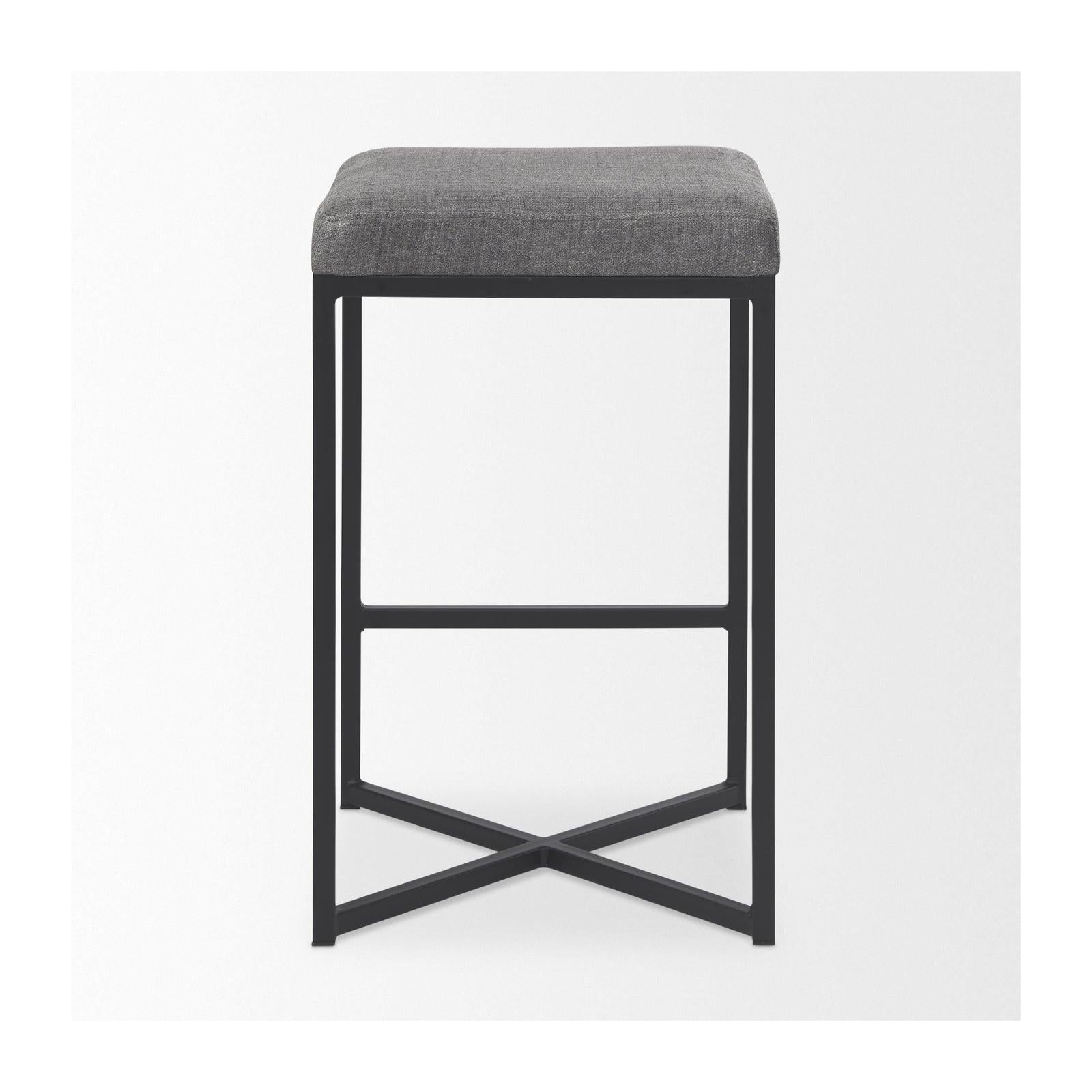 Mercana Frodo Gray Fabric Seat W/Black Iron Frame Counter Stool Clearance