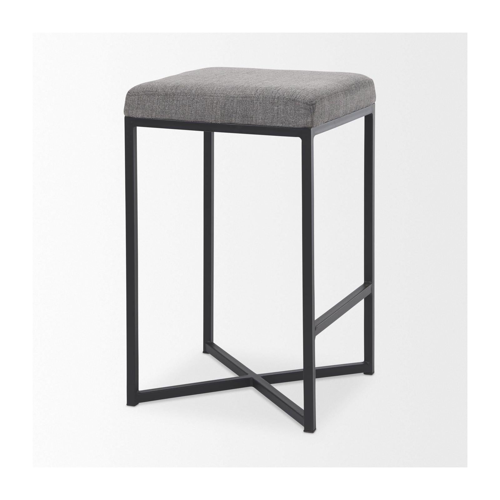 Mercana Frodo Gray Fabric Seat W/Black Iron Frame Counter Stool Clearance