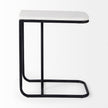 Mercana Kyra White Marble Top W/Black Iron Frame C-Shaped End and Side Table