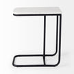 Mercana Kyra White Marble Top W/Black Iron Frame C-Shaped End and Side Table