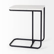 Mercana Kyra White Marble Top W/Black Iron Frame C-Shaped End and Side Table