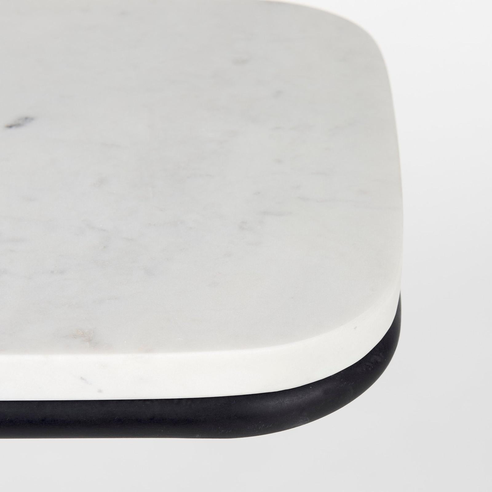 Mercana Kyra White Marble Top W/Black Iron Frame C-Shaped End and Side Table