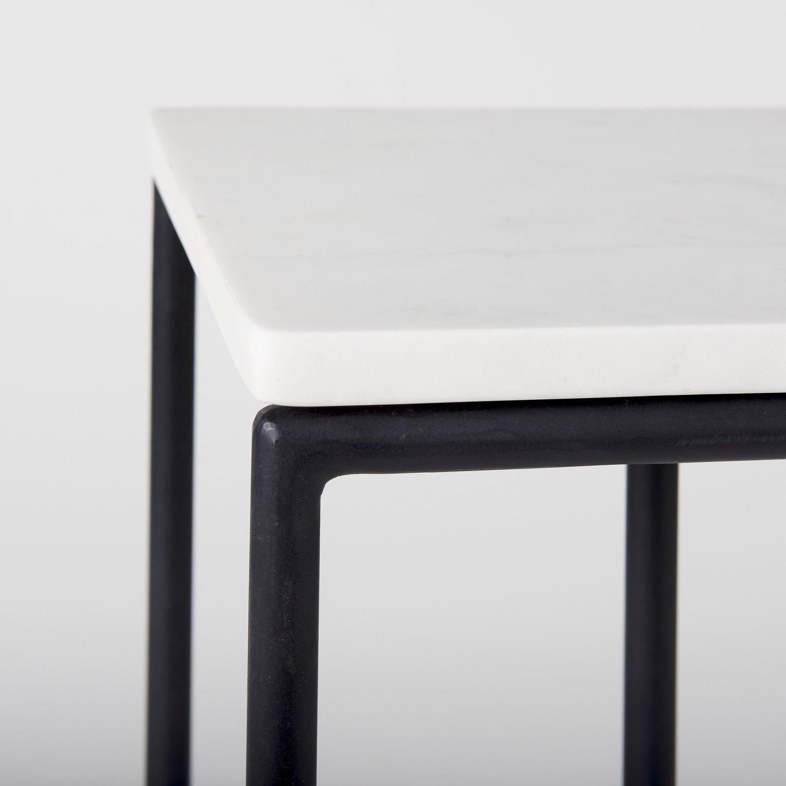 Mercana Kyra White Marble Top W/Black Iron Frame C-Shaped End and Side Table