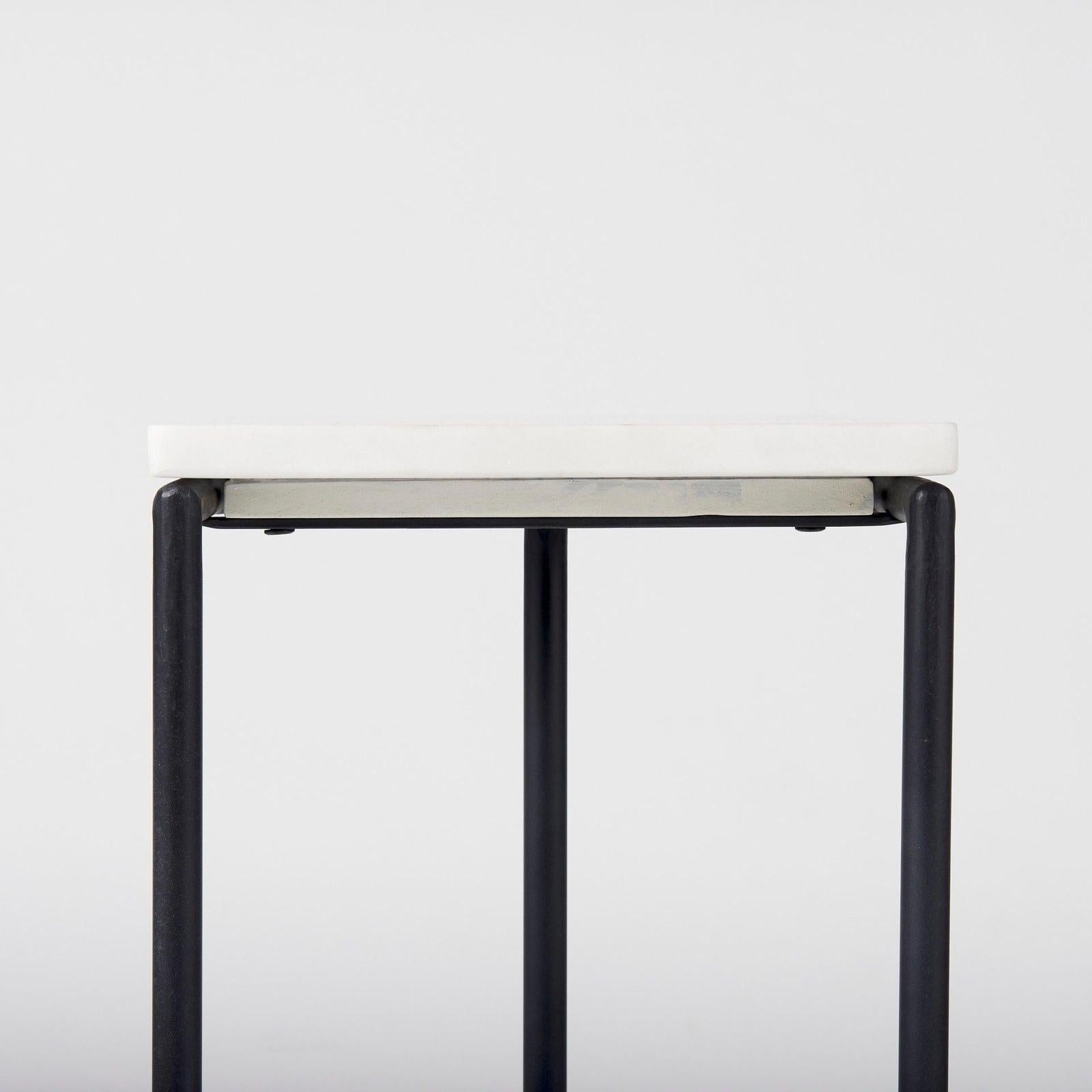 Mercana Kyra White Marble Top W/Black Iron Frame C-Shaped End and Side Table