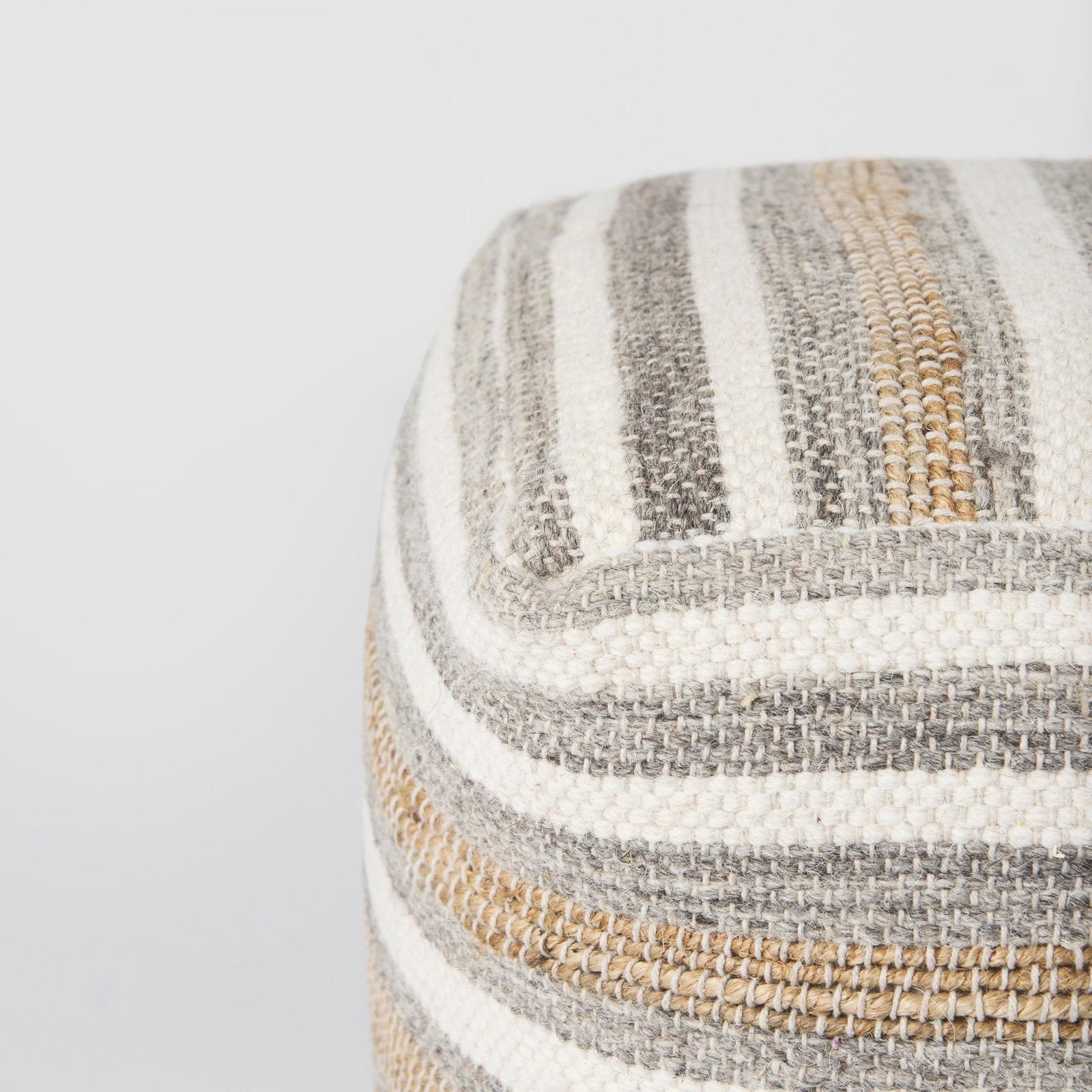 Mercana Aahana Striped Hemp and Cotton Pouf
