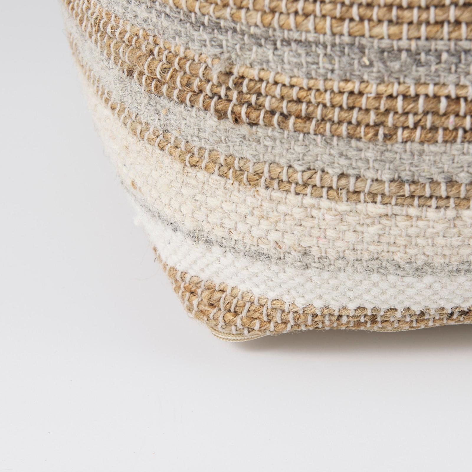 Mercana Aahana Striped Hemp and Cotton Pouf