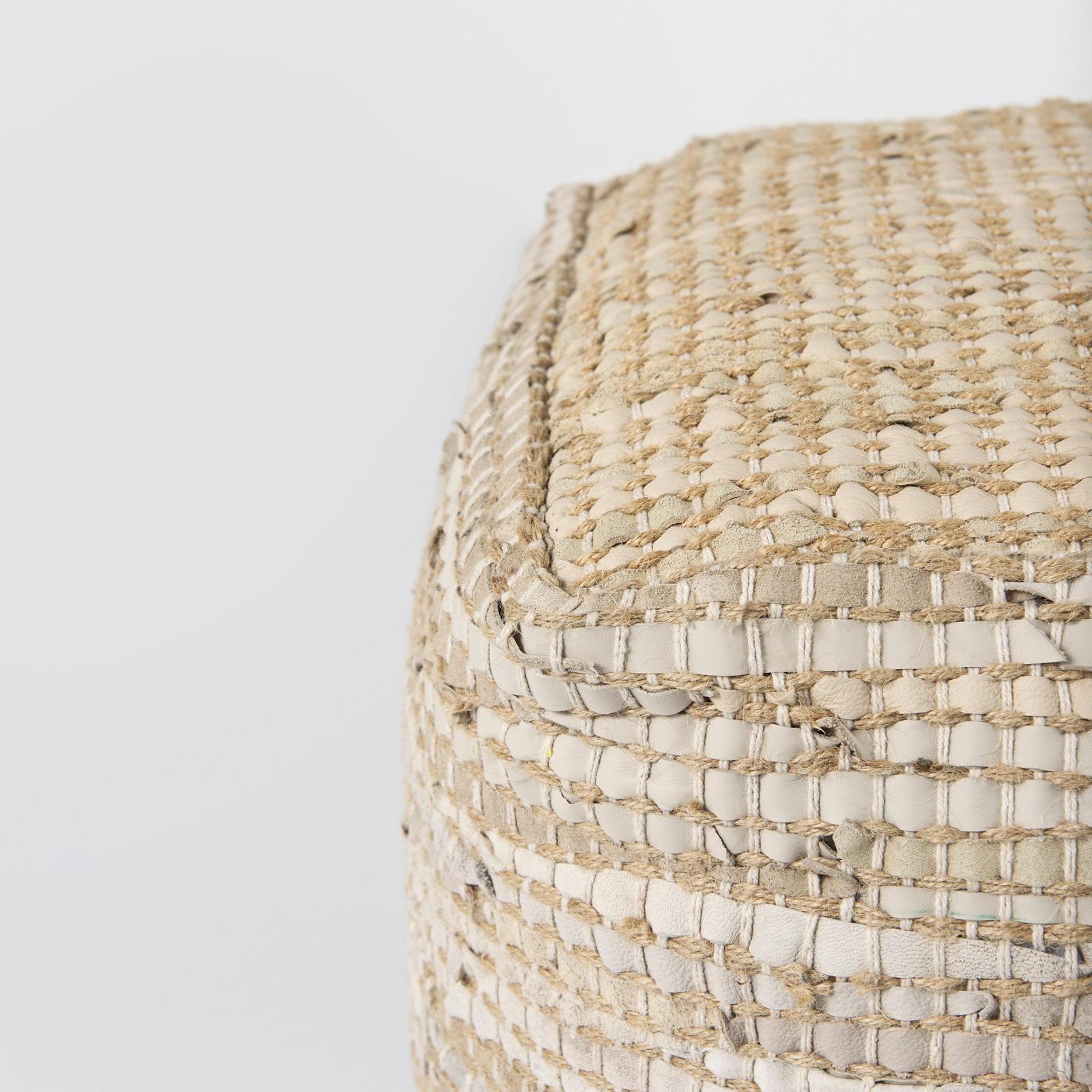 Mercana Aalia Leather and Jute Pouf
