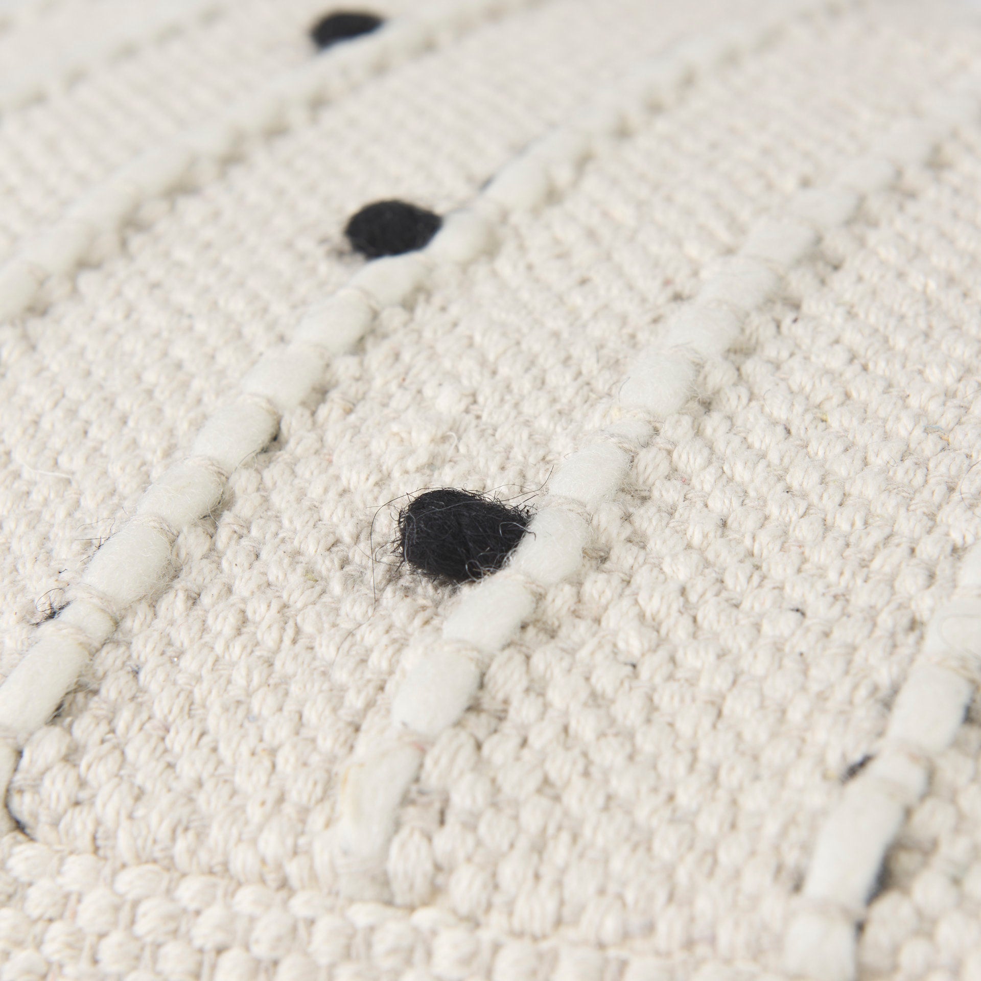 Mercana Amaira Cream/Black/White patterned Wool and Cotton Pouf