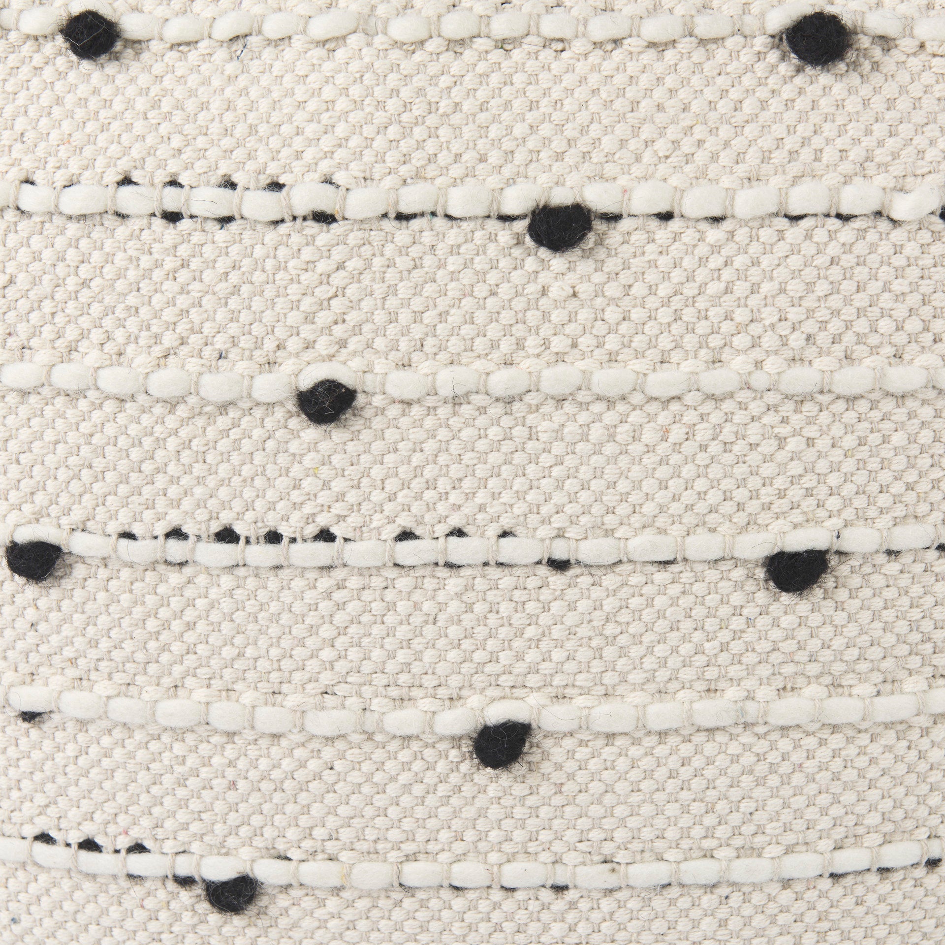 Mercana Amaira Cream/Black/White patterned Wool and Cotton Pouf