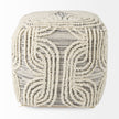 Mercana Amaya Cream/Black/Gray Wool and Cotton Pouf