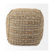 Mercana Binita Gray/Brown Hemp Wool and Cotton Pouf