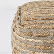 Mercana Binita Gray/Brown Hemp Wool and Cotton Pouf