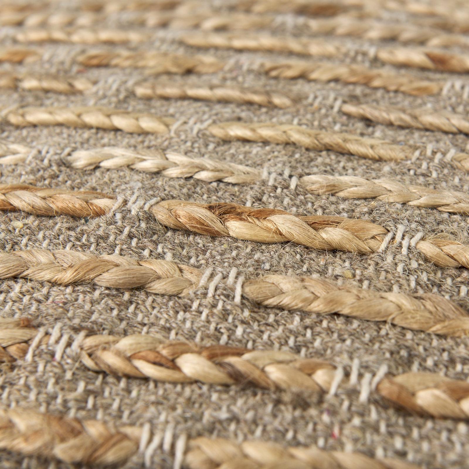 Mercana Binita Gray/Brown Hemp Wool and Cotton Pouf