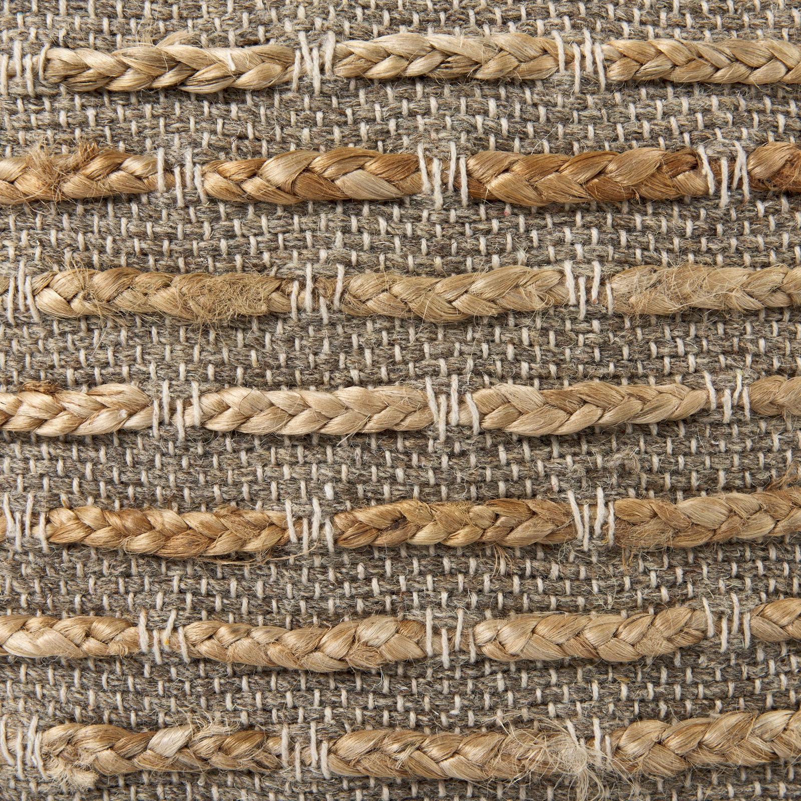 Mercana Binita Gray/Brown Hemp Wool and Cotton Pouf