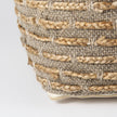 Mercana Binita Gray/Brown Hemp Wool and Cotton Pouf