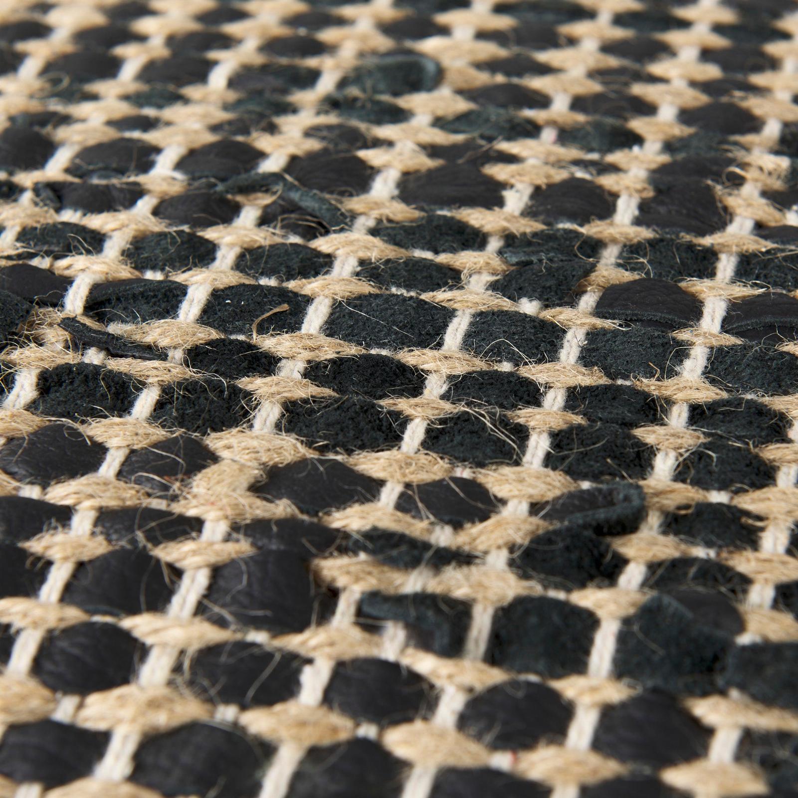 Mercana Aalia Leather and Jute Pouf
