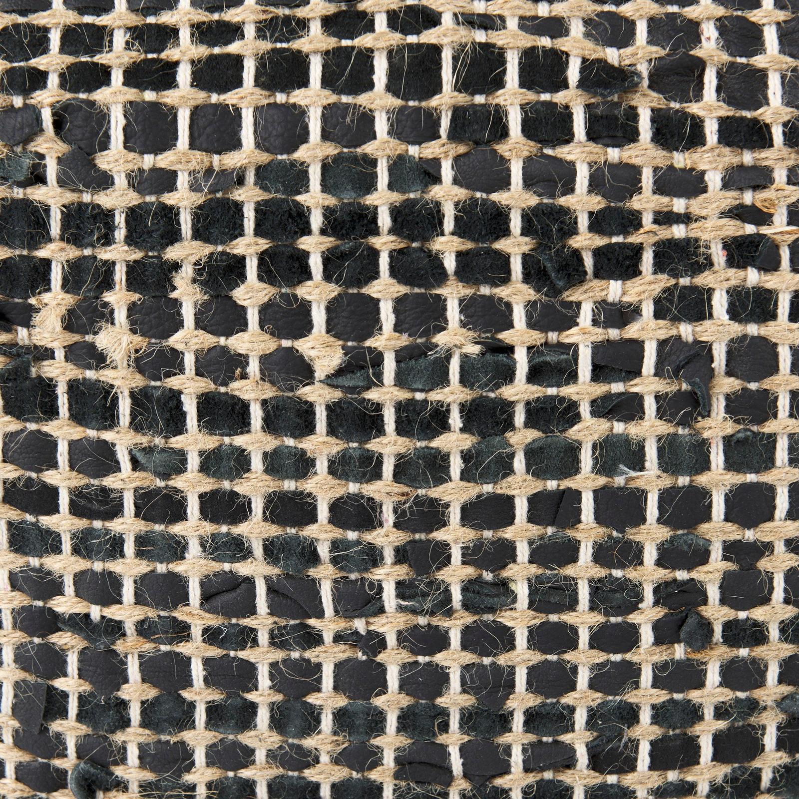 Mercana Aalia Leather and Jute Pouf