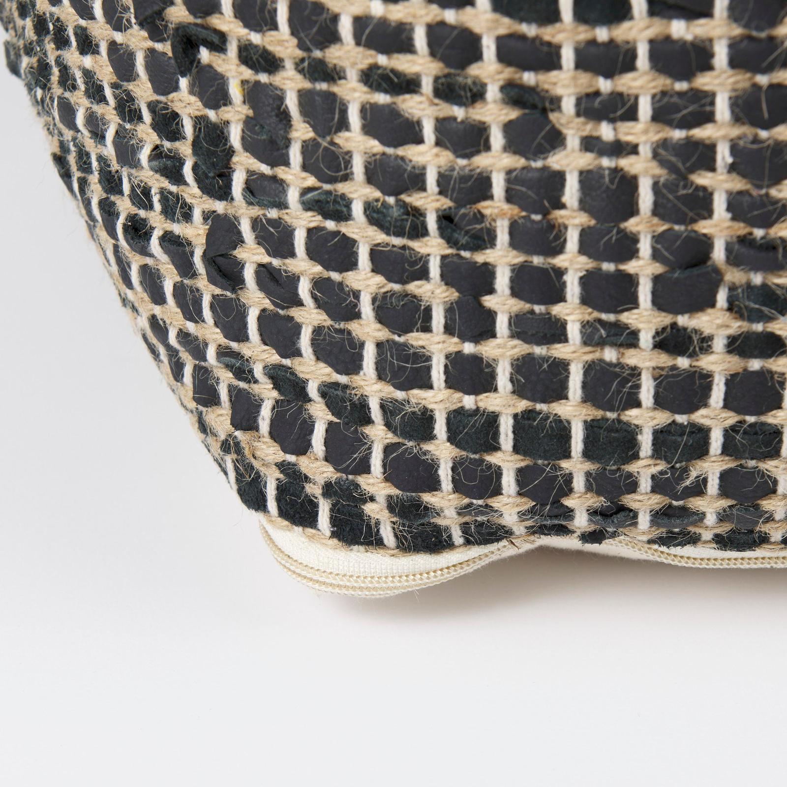 Mercana Aalia Leather and Jute Pouf