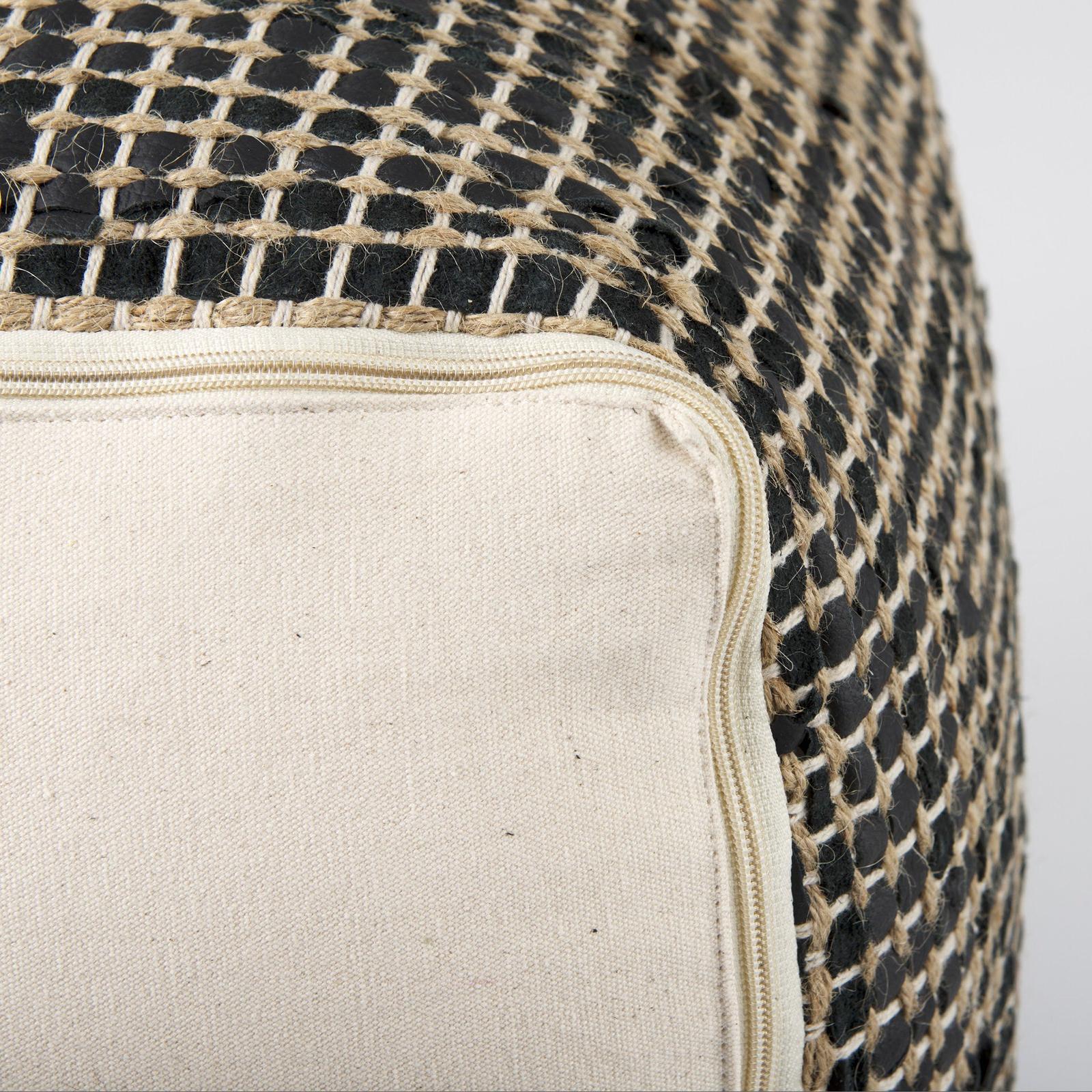 Mercana Aalia Leather and Jute Pouf