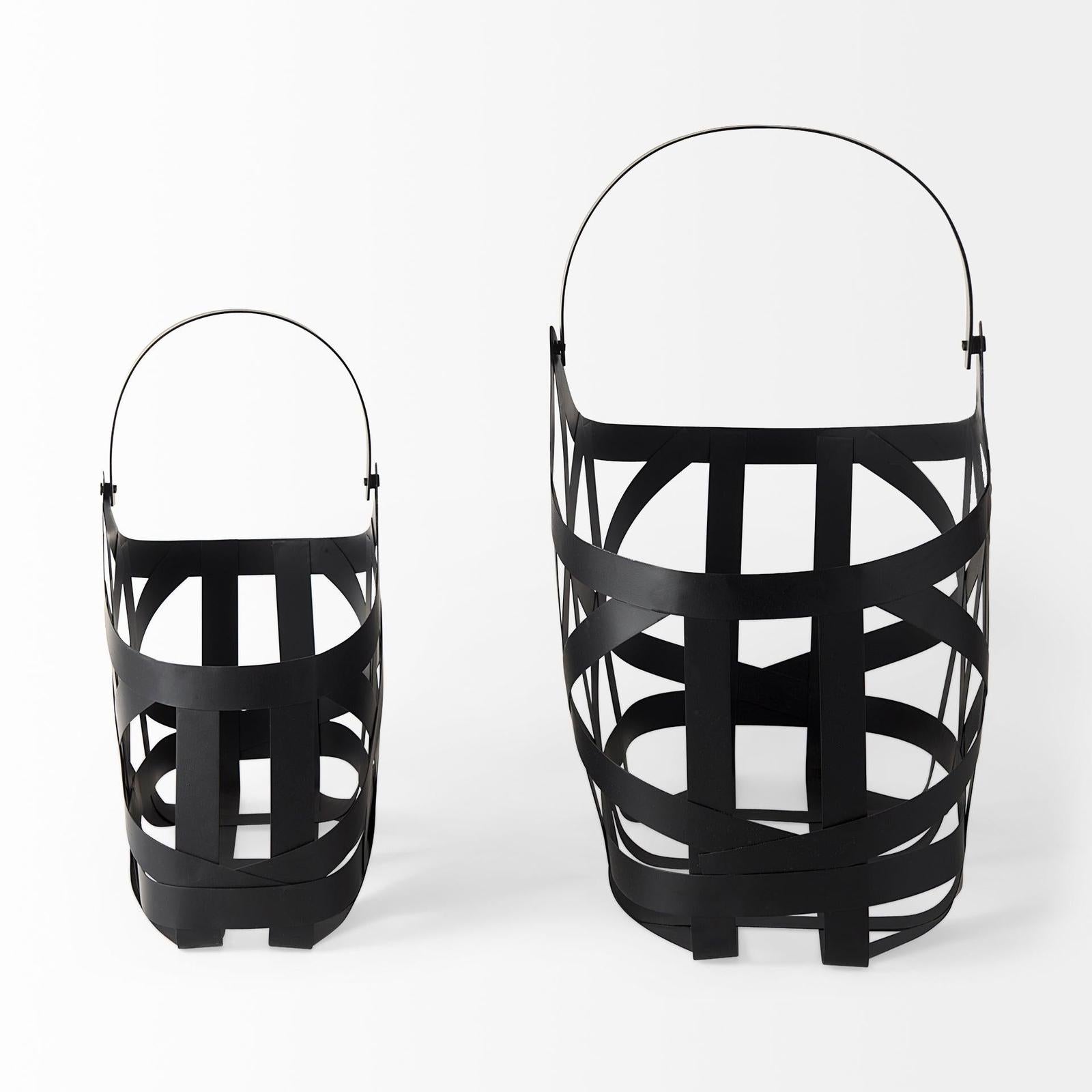 Mercana Tyrell Black Iron Metal Baskets-Set of 2