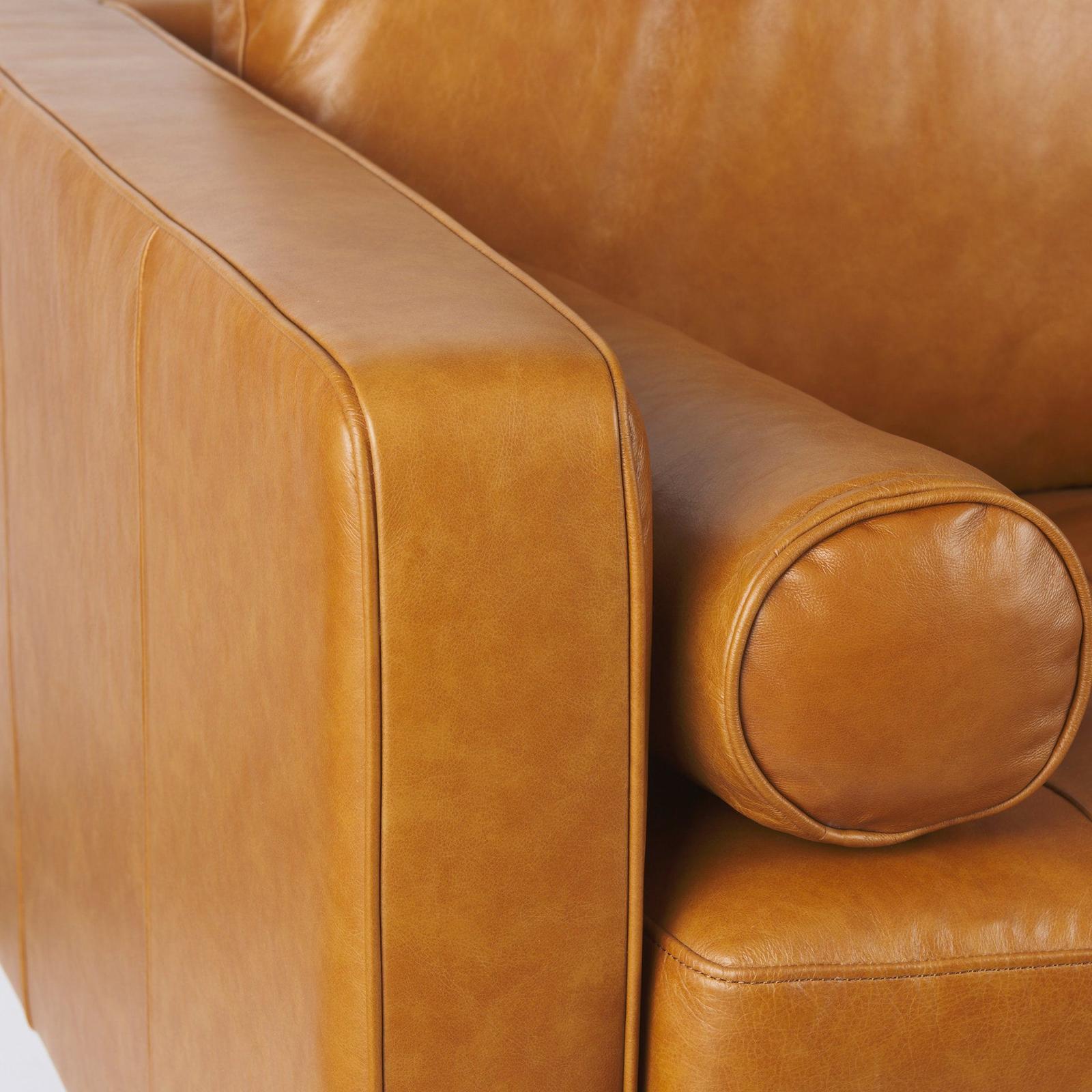 Mercana Svend Tan Leather Love Seat Sofa Clearance