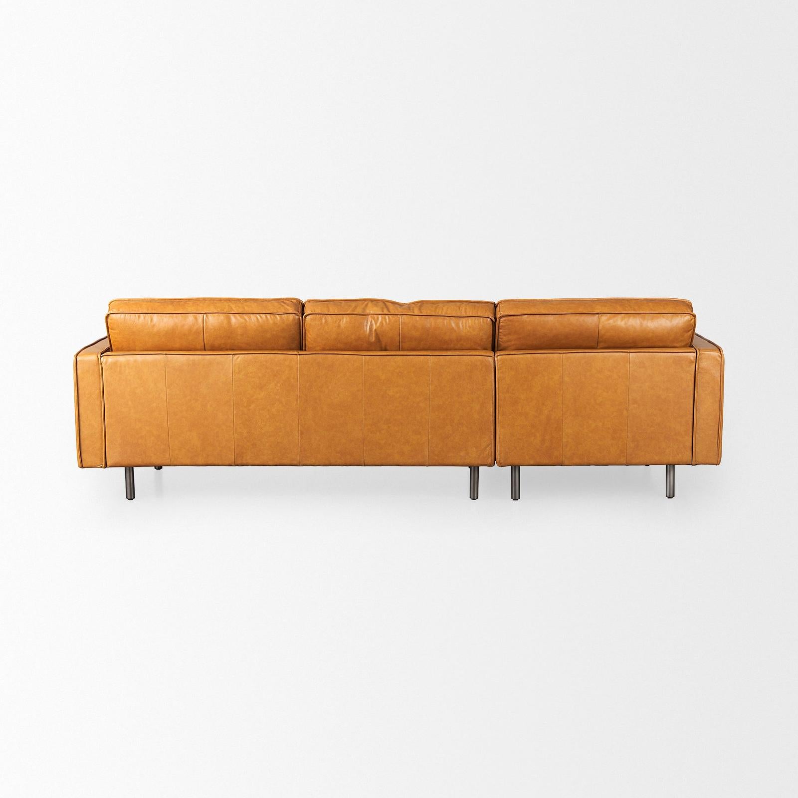 Mercana D'Arcy Tan Leather Chaise Sectional Clearance