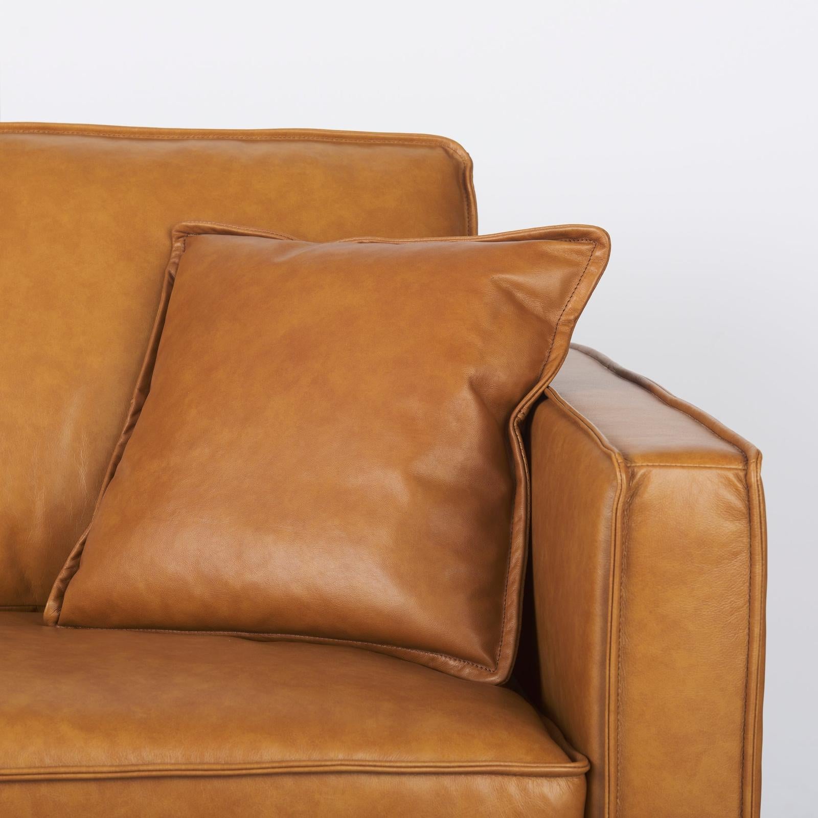 Mercana D'Arcy Tan Leather Chaise Sectional Clearance