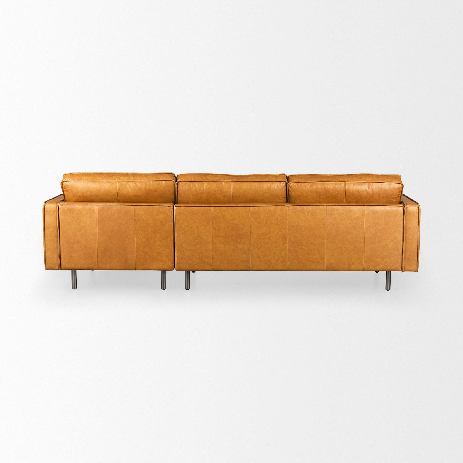 Mercana D'Arcy Tan Leather Chaise Sectional Clearance