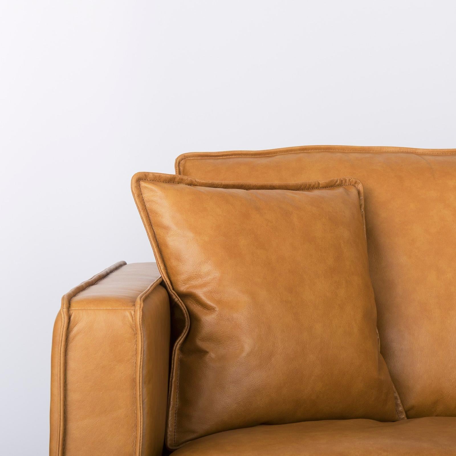 Mercana D'Arcy Tan Leather Chaise Sectional Clearance