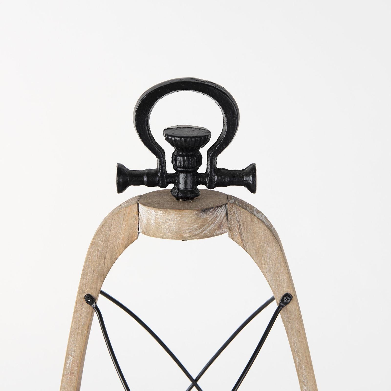 Mercana Zain Brown Wooden Vintage Inspired Candle Holder Lantern Clearance