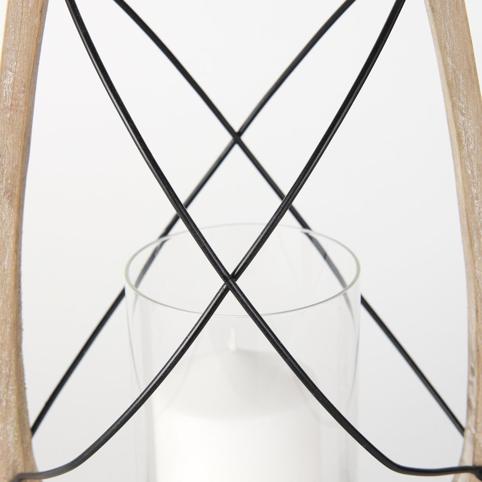 Mercana Zain Brown Wooden Vintage Inspired Candle Holder Lantern Clearance