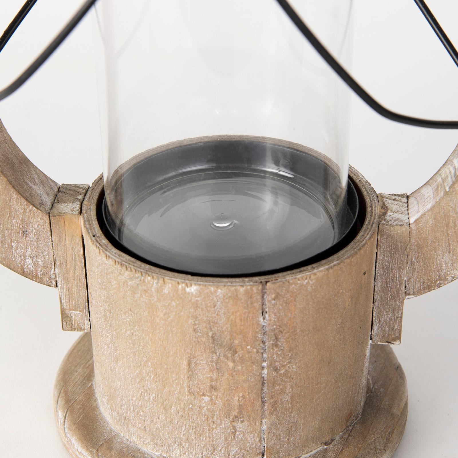 Mercana Zain Brown Wooden Vintage Inspired Candle Holder Lantern Clearance