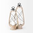 Mercana Zain Brown Wooden Vintage Inspired Candle Holder Lantern Clearance