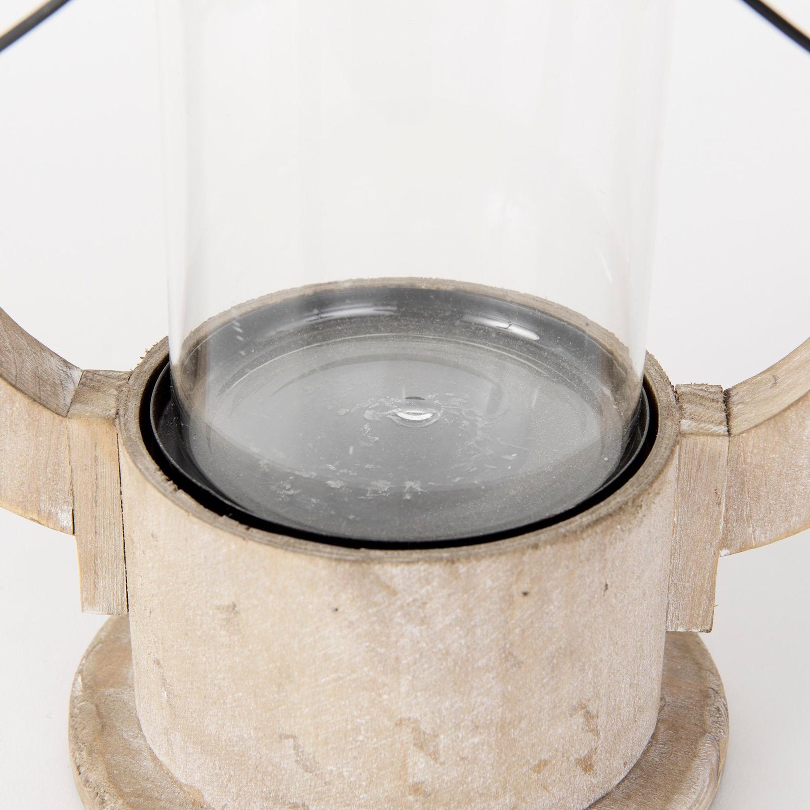 Mercana Zain Brown Wooden Vintage Inspired Candle Holder Lantern Clearance
