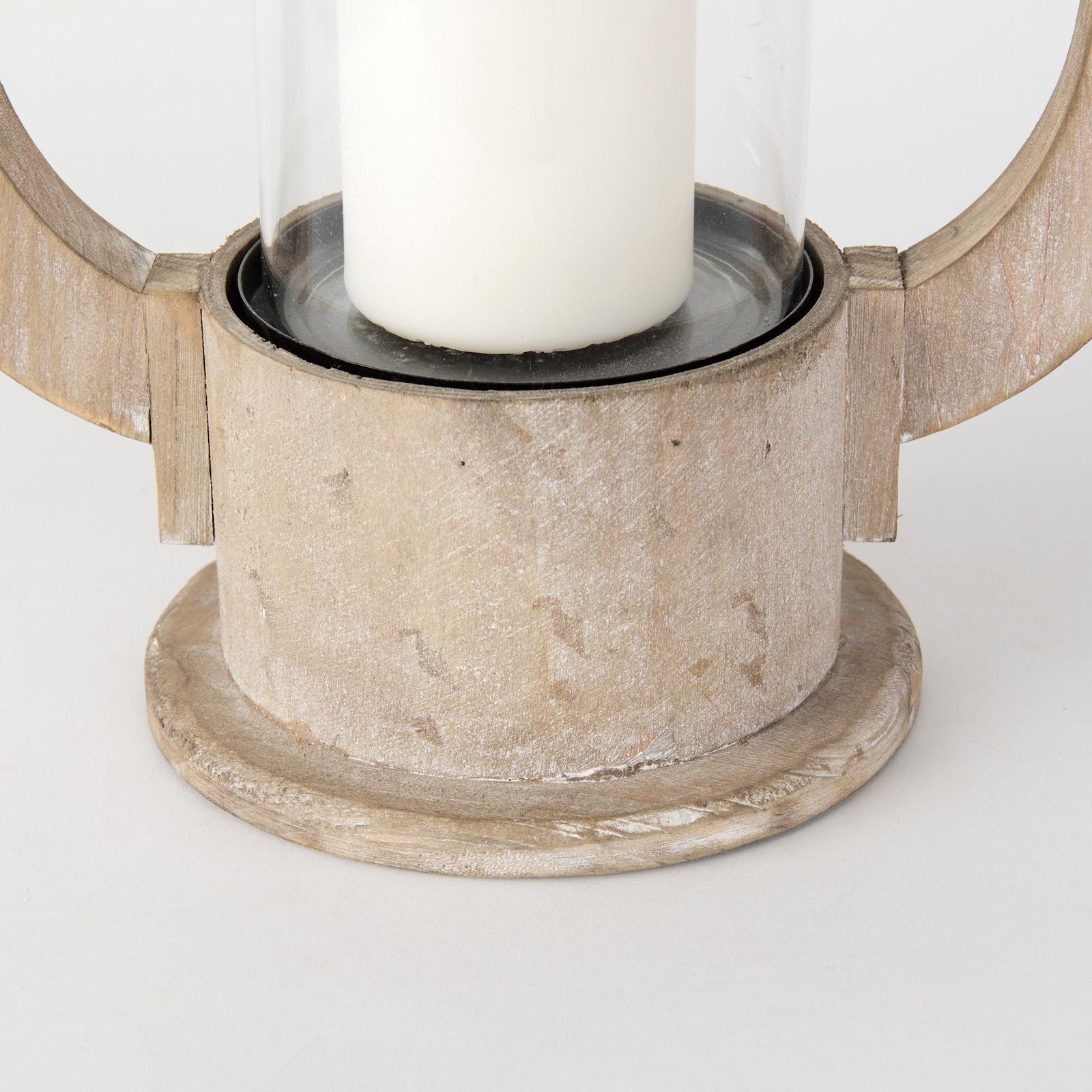 Mercana Zain Brown Wooden Vintage Inspired Candle Holder Lantern Clearance