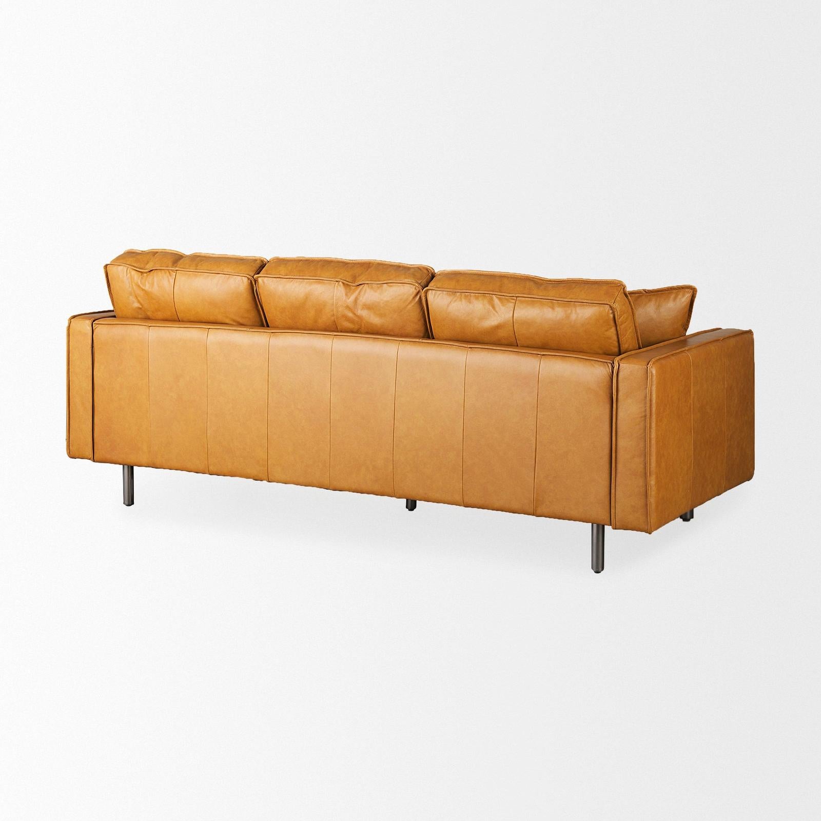 Mercana D'Arcy Tan Leather Sofa Clearance